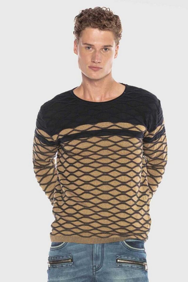 Cipo & Baxx Rundhalspullover Pullover (1-tlg) mit modernem Muster von Cipo & Baxx