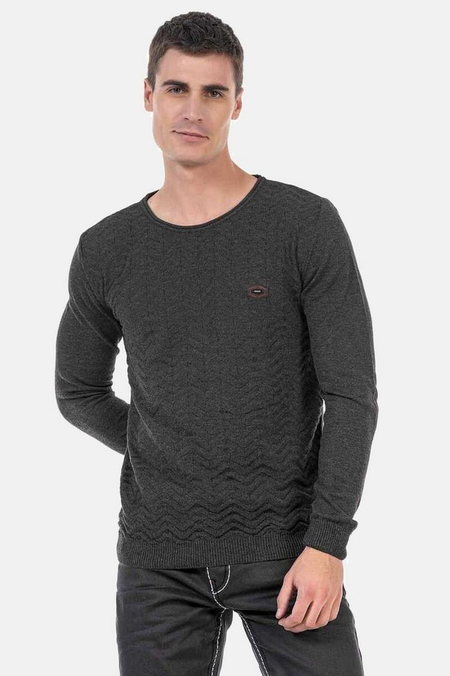 Cipo & Baxx Rundhalspullover Pullover mit Zopfmuster, CP240 von Cipo & Baxx
