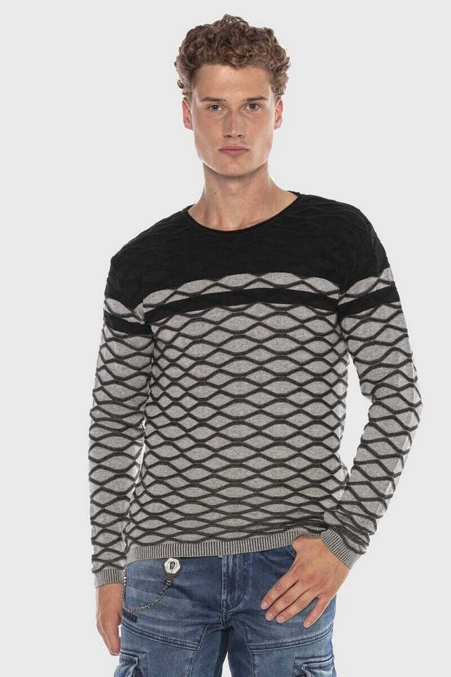 Cipo & Baxx Rundhalspullover Pullover mit modernem Muster von Cipo & Baxx