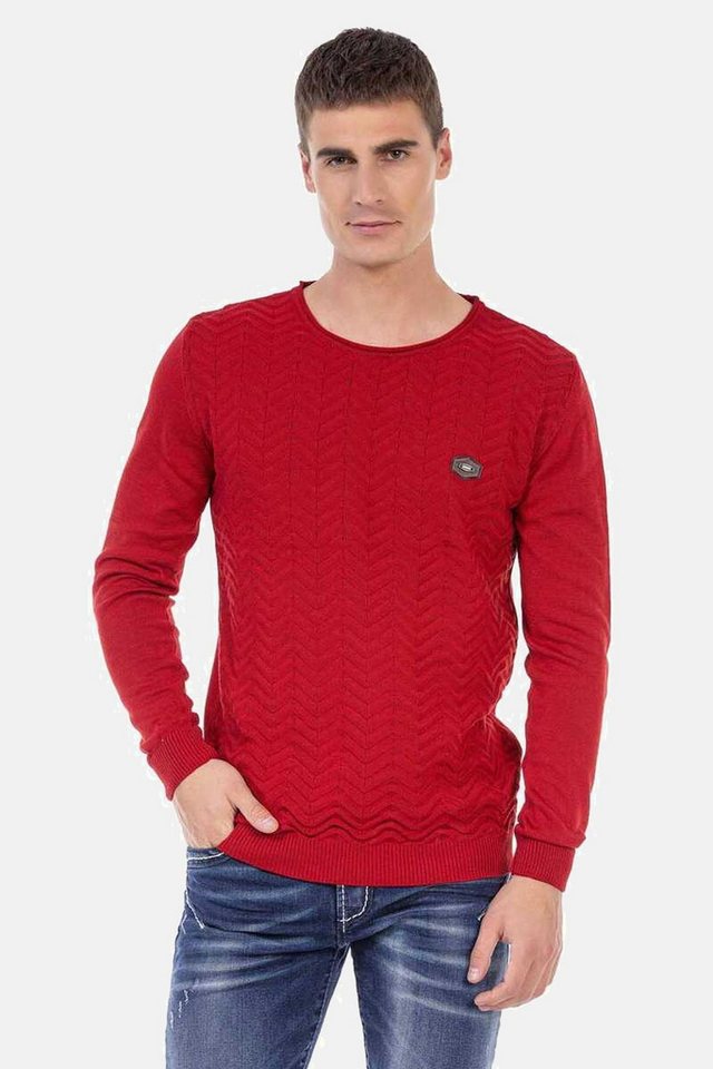 Cipo & Baxx Rundhalspullover Pullover mit Zopfmuster, CP240 von Cipo & Baxx