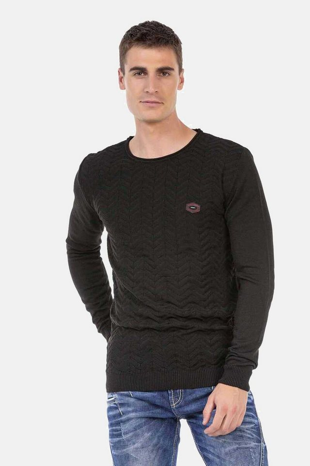 Cipo & Baxx Rundhalspullover Pullover mit Zopfmuster, CP240 von Cipo & Baxx