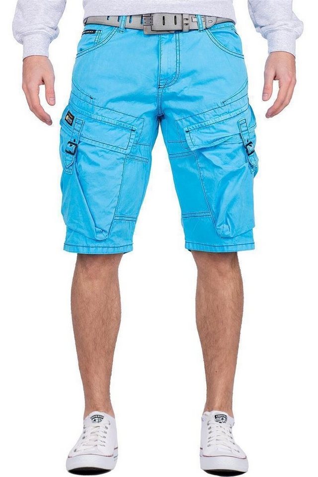 Cipo & Baxx Shorts Herren regular fit Kurze Hose Mid Waist BA-CK229 Light Blue W33 Kontrastnähte von Cipo & Baxx