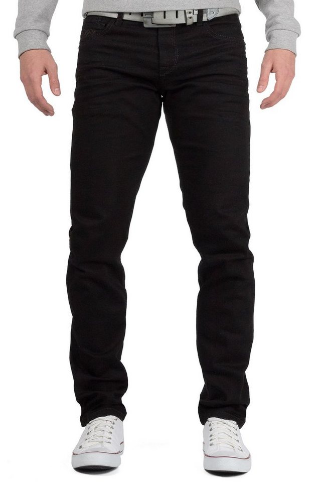 Cipo & Baxx Slim-fit-Jeans Herren Hose BA-CD319A in Schwarz mit dicken Nähten von Cipo & Baxx