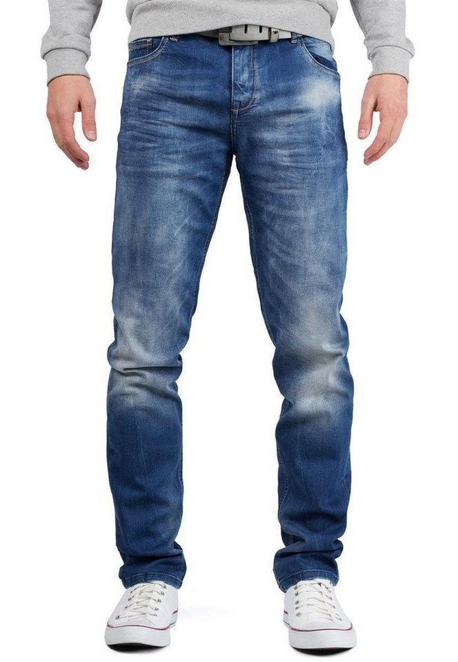 Cipo & Baxx Regular-fit-Jeans Herren regular fit Hose Stonewashed BA-CD319B Blue W38/L36 (1-tlg) mit lässiger Waschung von Cipo & Baxx