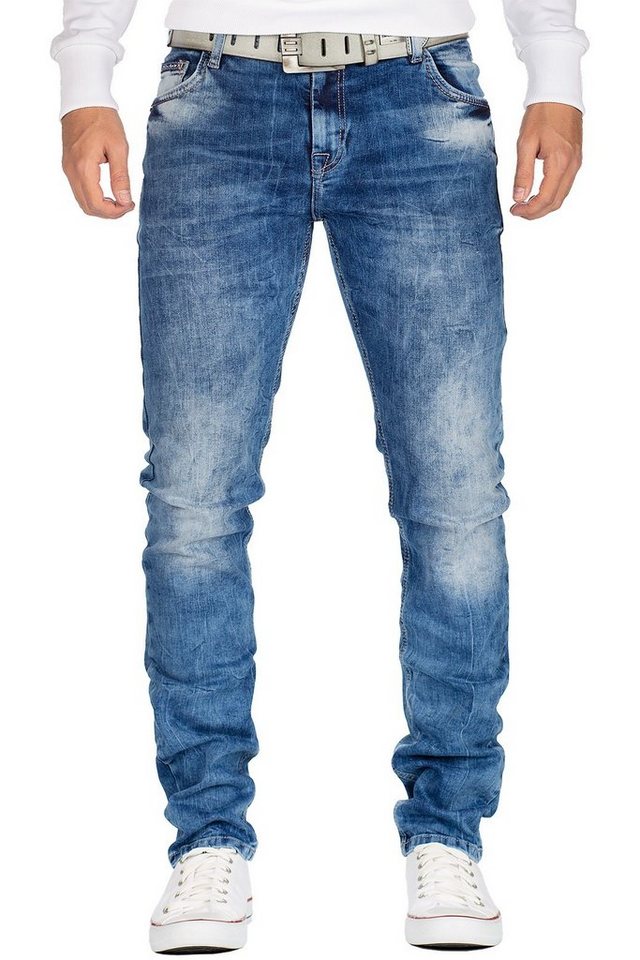 Cipo & Baxx Slim-fit-Jeans Casual Hose BA-CD533 Blau W29/L30 (1-tlg) mit lässiger Stonewashed Waschung von Cipo & Baxx