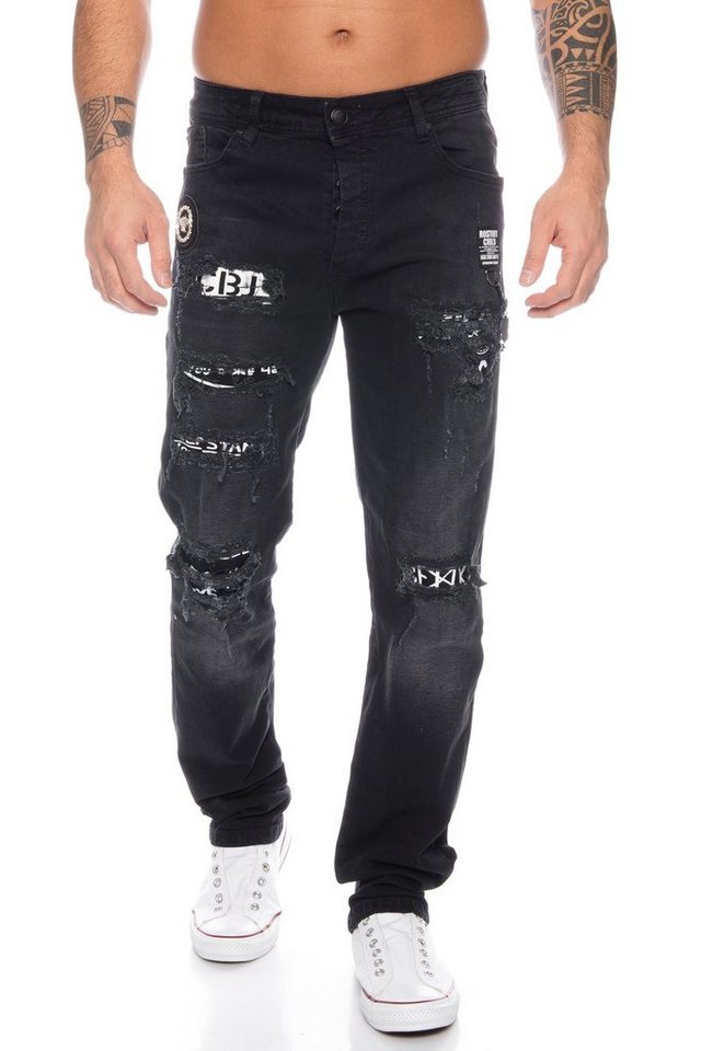 Cipo & Baxx Slim-fit-Jeans Herren Destroyed Jeans Hose inklusive Schlüsselband von Cipo & Baxx