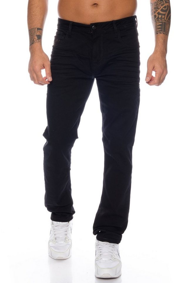 Cipo & Baxx Slim-fit-Jeans Herren Jeans Hose im basic Look mit dezenten dicken Nähten Elastisches Material für angenehmen Tragekomfort von Cipo & Baxx