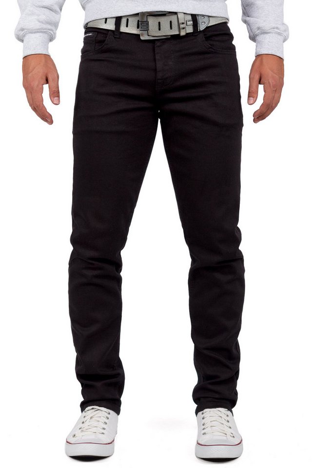 Cipo & Baxx Slim-fit-Jeans Herren slim fit Hose Stonewashed BA-CD533 Black W32/L32 mit lässiger Stonewashed Waschung von Cipo & Baxx