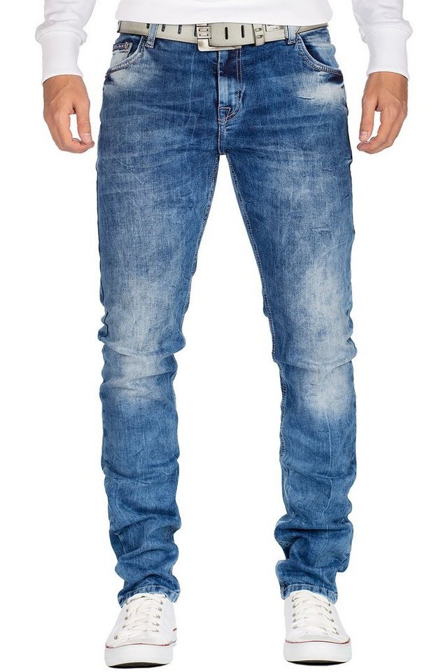 Cipo & Baxx Slim-fit-Jeans Herren slim fit Hose Stonewashed BA-CD533 Blue W34/L34 mit lässiger Stonewashed Waschung von Cipo & Baxx
