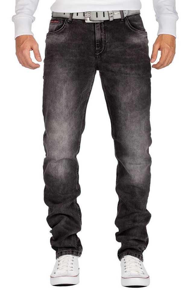 Cipo & Baxx Slim-fit-Jeans Herren slim fit Hose Stonewashed BA-CD533 Grey W28 mit lässiger Stonewashed Waschung von Cipo & Baxx