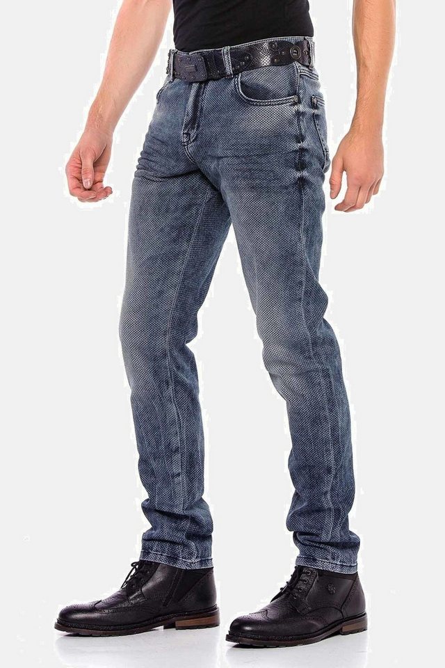 Cipo & Baxx Slim-fit-Jeans Jeans mit Allover-Gitter-Musterung, CD543 von Cipo & Baxx
