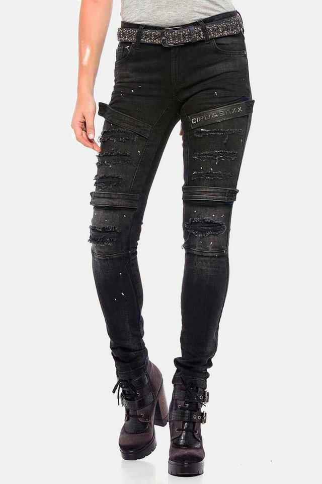 Cipo & Baxx Slim-fit-Jeans Jeans im coolen Biker-Look in Skinny Fit, WD383 von Cipo & Baxx