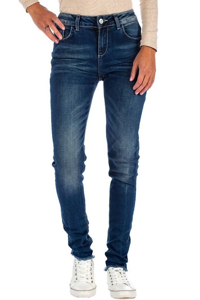 Cipo & Baxx Slim-fit-Jeans Low Waist Hose BA-19CB06 Stonewashed mit Ausgefranstem Saum von Cipo & Baxx