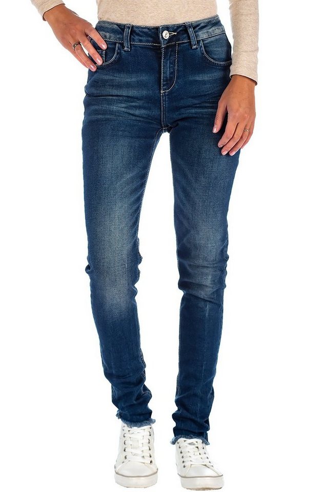 Cipo & Baxx Slim-fit-Jeans Damen Hose BA-19CB06 mit ausgefranstem Saum von Cipo & Baxx