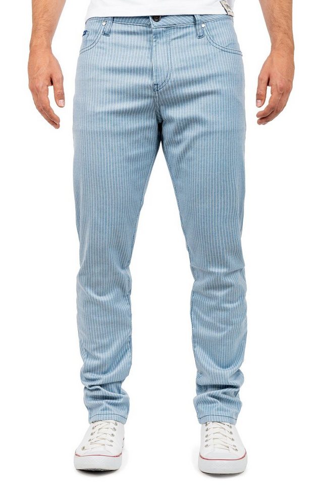 Cipo & Baxx Stoffhose Herren Slim Fit Hose Mid Waist BA-CD841 Blue W31/L34 mit schlichten Streifen und 5-Pocket-Style von Cipo & Baxx