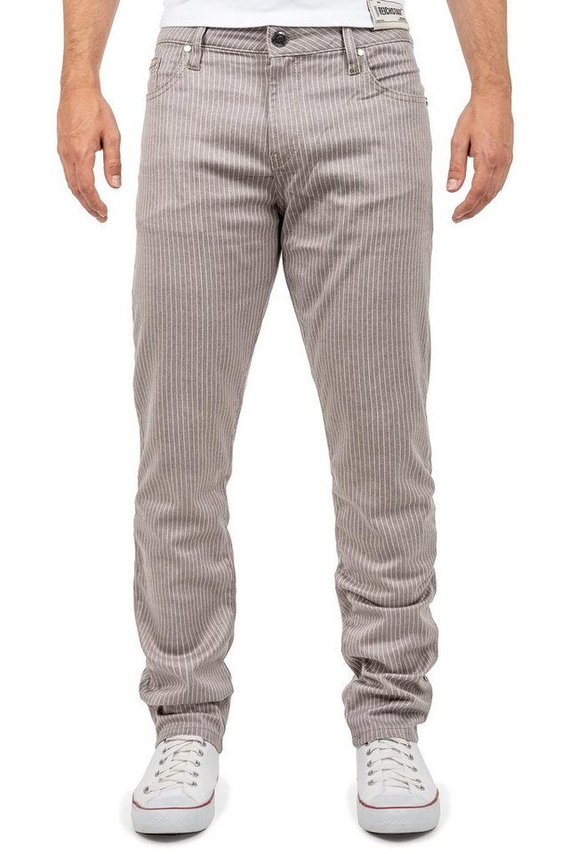 Cipo & Baxx Stoffhose Herren Slim Fit Hose Mid Waist BA-CD841 Grey W31/L34 mit schlichten Streifen und 5-Pocket-Style von Cipo & Baxx