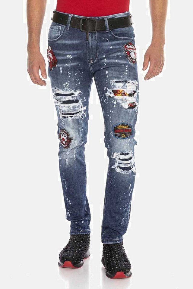 Cipo & Baxx Straight-Jeans DENIM bequeme Jeans im angesagten Patchwork-Style, CD643 von Cipo & Baxx