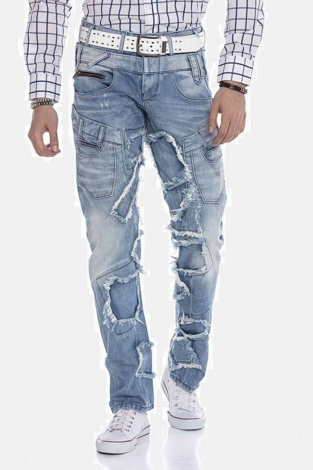 Cipo & Baxx Straight-Jeans DENIM bequeme Jeans im trendigen Patchwork-Design, CD617 von Cipo & Baxx