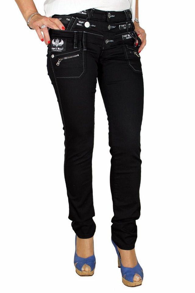 Cipo & Baxx Straight-Jeans Jeans Hose im außergewönlichem Design Jeans mit dreifacher Gürtelschlaufenanreihung, angenehmer Tragekomfort von Cipo & Baxx