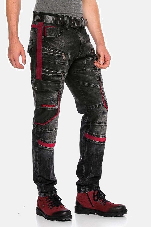 Cipo & Baxx Straight-Jeans Jeans mit auffälligen Elementen, CD561 von Cipo & Baxx