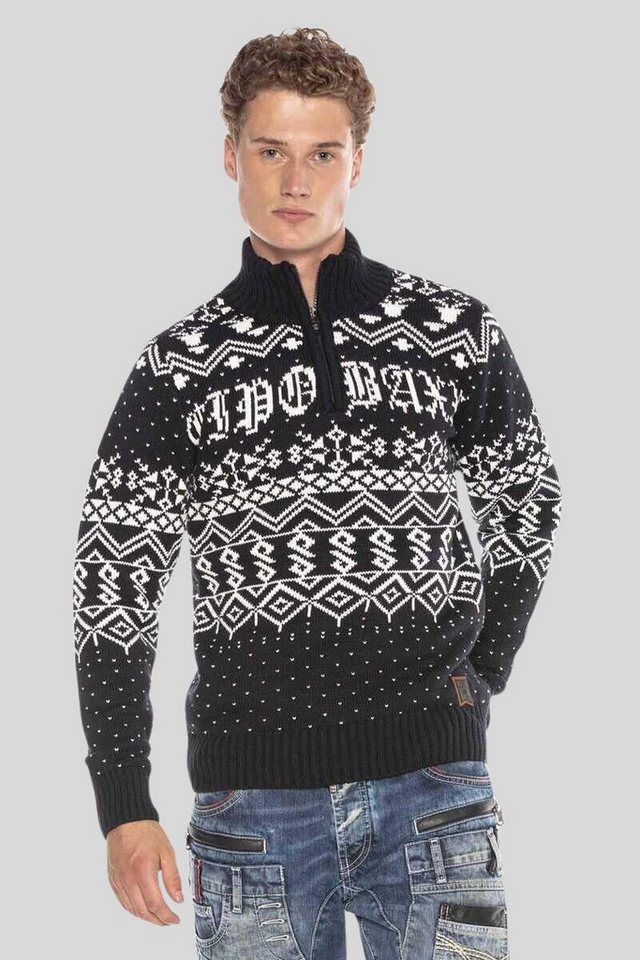 Cipo & Baxx Strickpullover Pullover mit winterlichem Motiv von Cipo & Baxx
