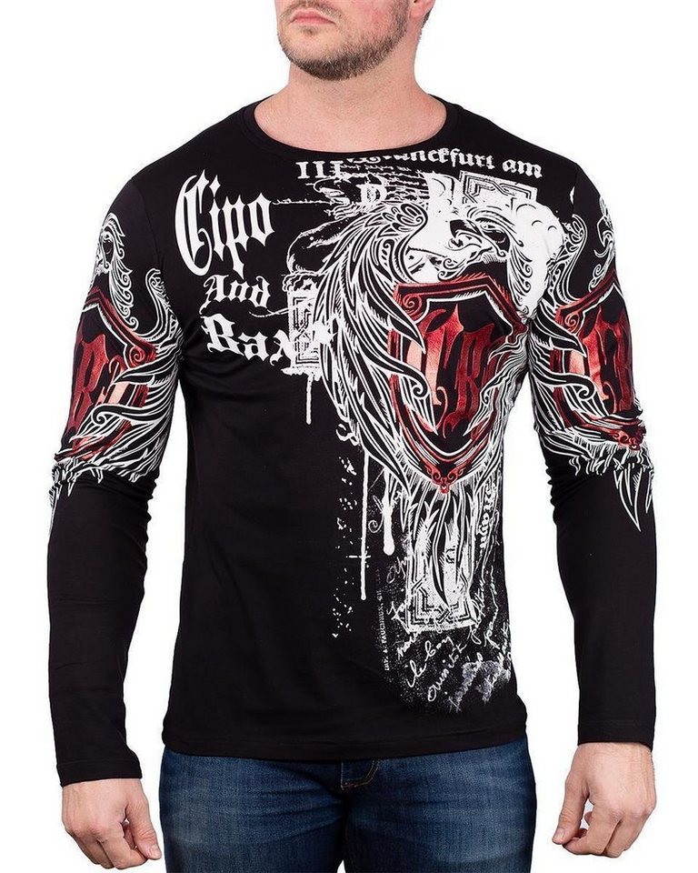 Cipo & Baxx Sweatshirt Herren Longsleeve BA-CL477 (1-tlg) mit diversen Prints verziert von Cipo & Baxx