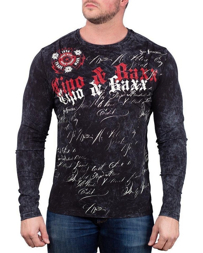 Cipo & Baxx Sweatshirt Herren Longsleeve BA-CL489 (1-tlg) Markenschriftzug auf der Brust von Cipo & Baxx