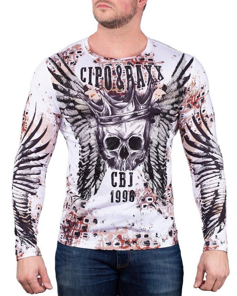 Cipo & Baxx Longsleeve Herren Longsleeve BA-CL494 Markenschriftzug auf der Brust von Cipo & Baxx