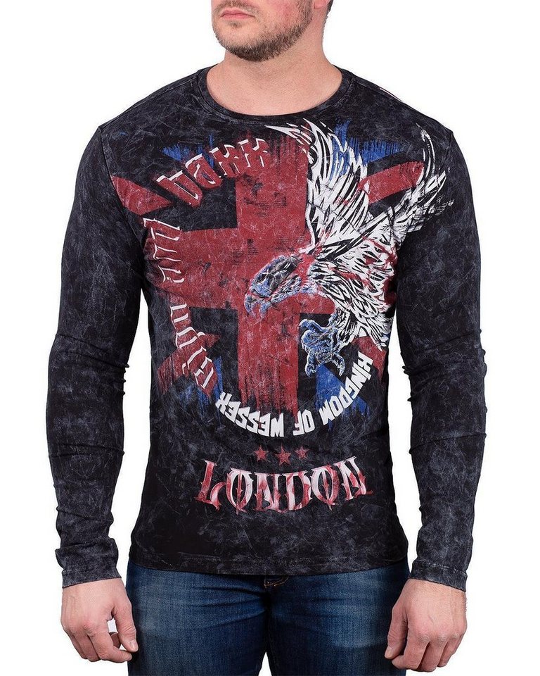 Cipo & Baxx Sweatshirt Herren Longsleeve BA-CL499 (1-tlg) mit einem Adler Print meliert von Cipo & Baxx