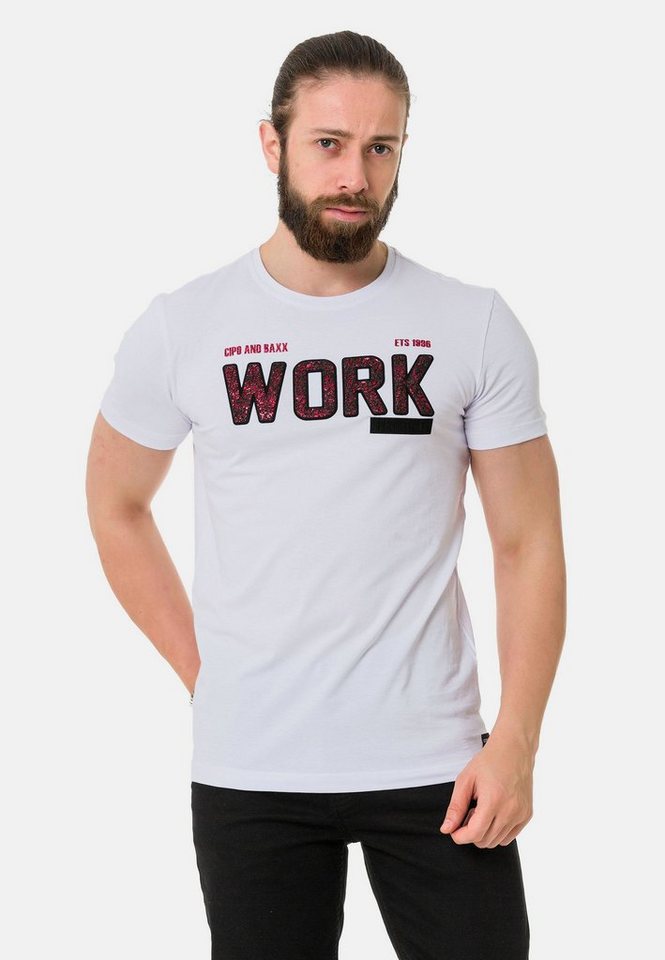 Cipo & Baxx T-Shirt mit coolem Work-Aufdruck von Cipo & Baxx