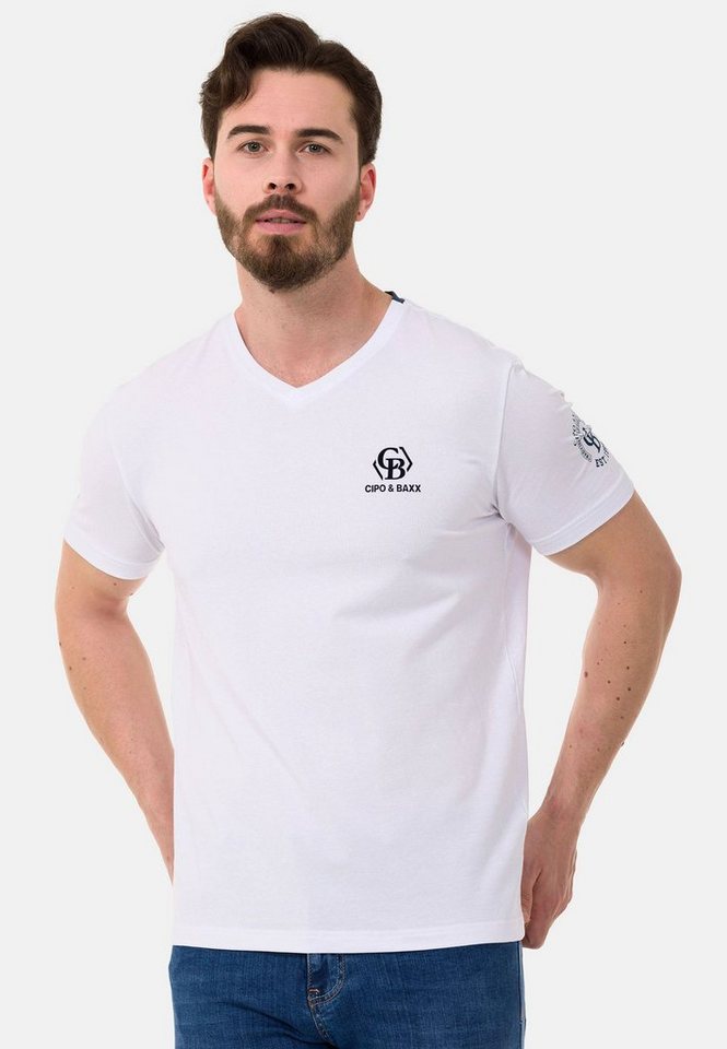 Cipo & Baxx T-Shirt mit dezenten Markenlogos von Cipo & Baxx