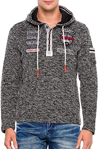 Cipo & BaxxHerren Kapuzenpullover Hoodie Kapuzensweatshirt Sweater mit Knopfleiste Anthracite XXL von Cipo & Baxx