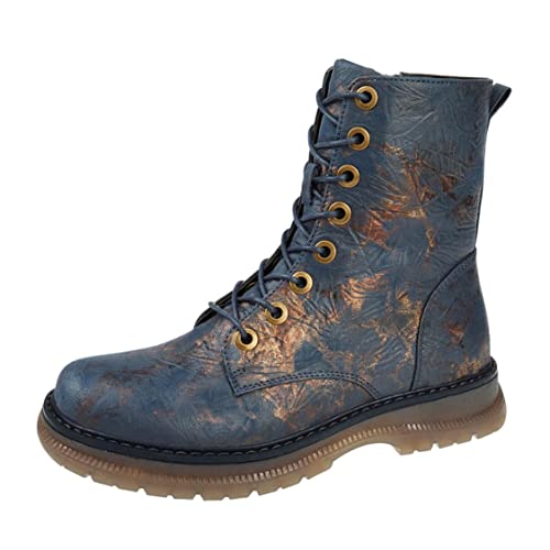 Cipriata Annetta Tall Damen-Stiefeletten mit Schnürung, Reißverschluss, 8 Ösen, Marineblau, Bronze, mehrfarbig, 41 EU von Cipriata