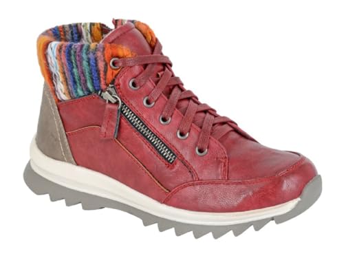Cipriata ERTE L726 Damen Thermo-Stiefelette mit Kunstfellfutter, Doppelreißverschluss, 6 Ösen, burgunderfarben, 36 EU von Cipriata