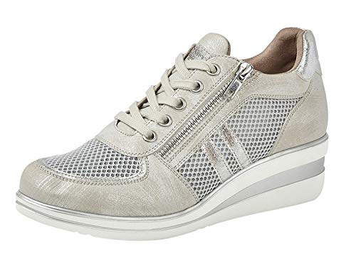 Cipriata JONE Damen Sneaker Spitze Reißverschluss Silber Metallic, Silberfarben metallisch, 37 EU von Cipriata