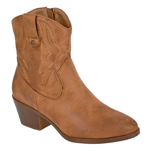 Cipriata L717 BERTILLA Western-Cowgirl-Stiefelette mit Reißverschluss innen, Hellbraune Mikrofaser, 37 EU von Cipriata