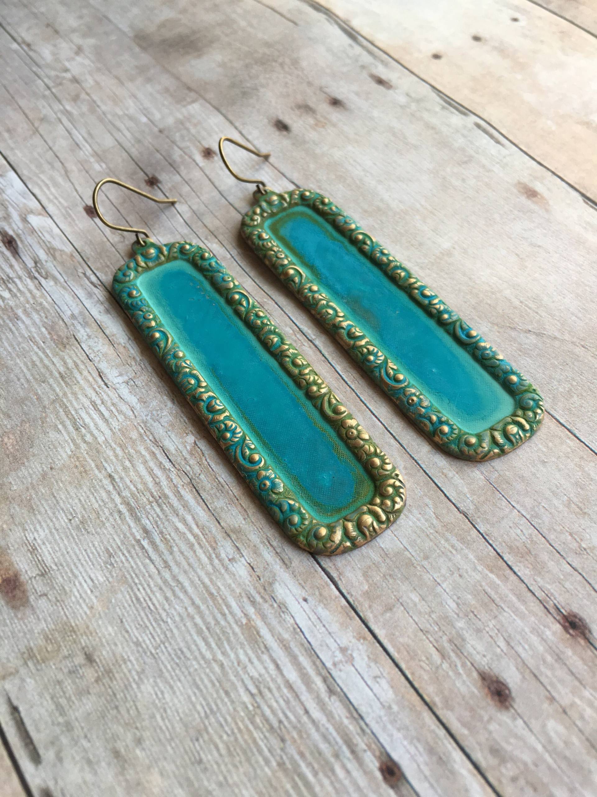 Großer Art Deco Ohrschmuck Mit Grünspan Patina Schmuck Großer Art Deco Ohrschmuck Mit Grünspan Patina Schmuck von CircaAD