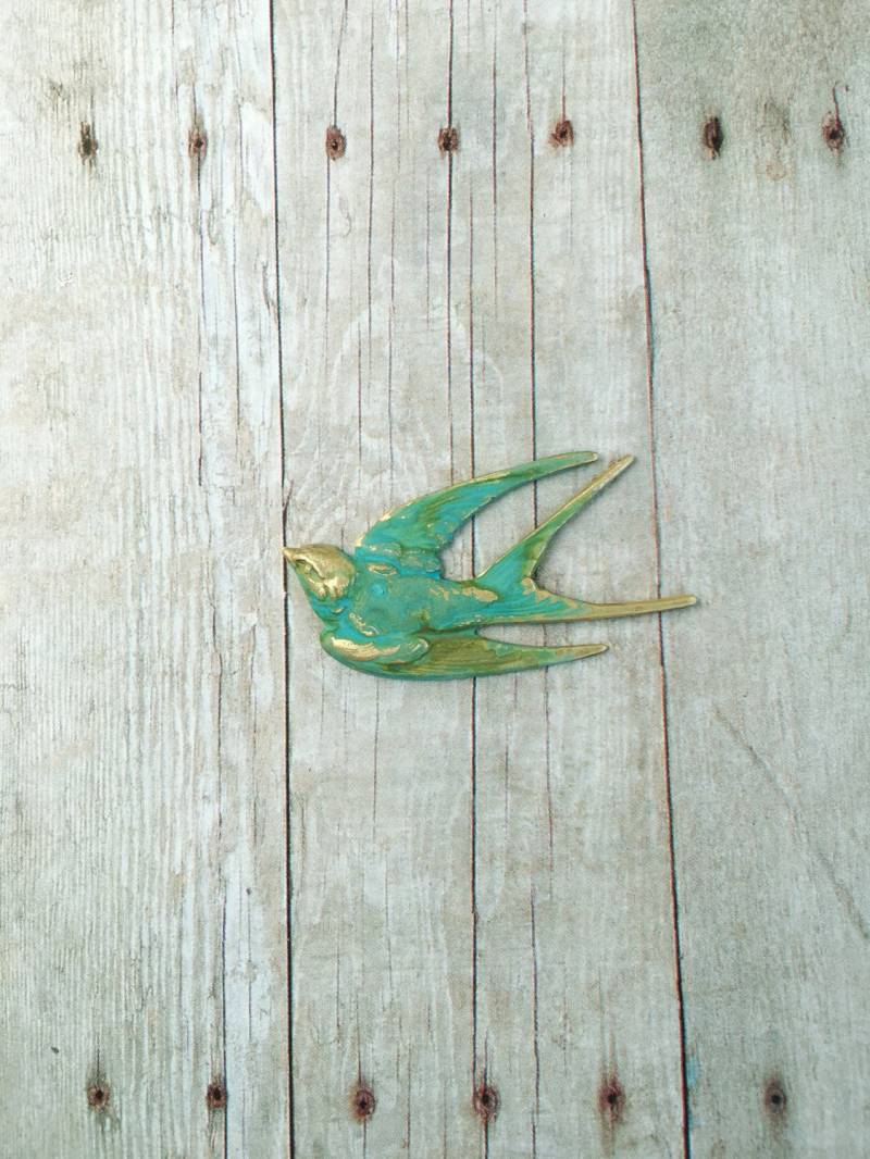 Schwalbe Vogel Brosche Spatz Pin Türkis Grünspan Schmuck Schwalbe Vogel Brosche Spatz Pin Türkis Grünspan Schmuck von CircaAD