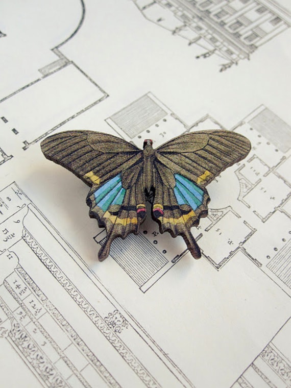 Wald Schmetterling Brosche Holz von CircaAD