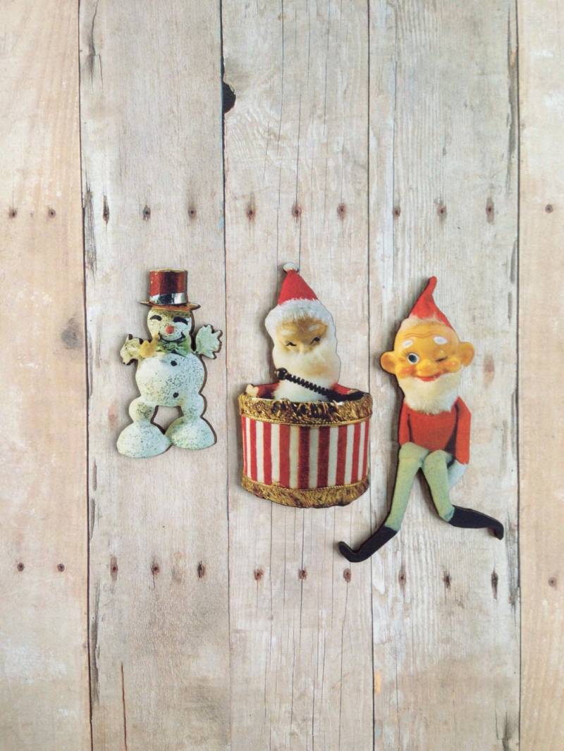 Weihnachten Brosche Schneemann Weihnachtsmann Trommel Elf Pin Vintage Urlaub Geschenk Stocking Stuffer Gastgeberin von CircaAD