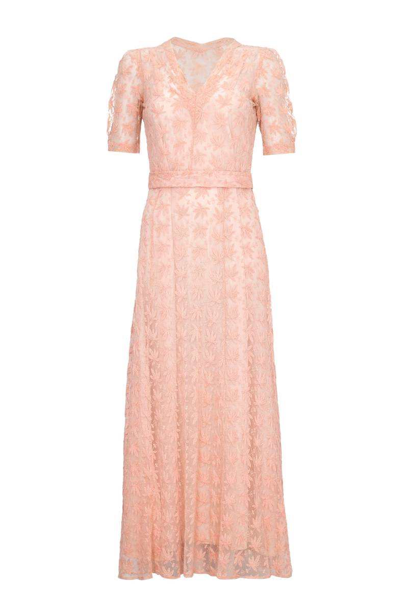 1930Er Jahre Sheer Pale Pink Besticktes Spitzenkleid von CircaVintageLondon