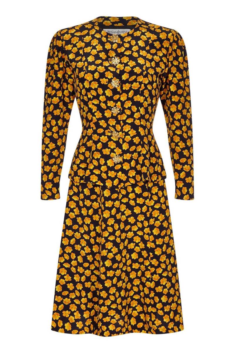 1980Er Jahre Yves Saint Laurent 2-Teiliger Anzug Mit Goldfarbenen Knöpfen von CircaVintageLondon