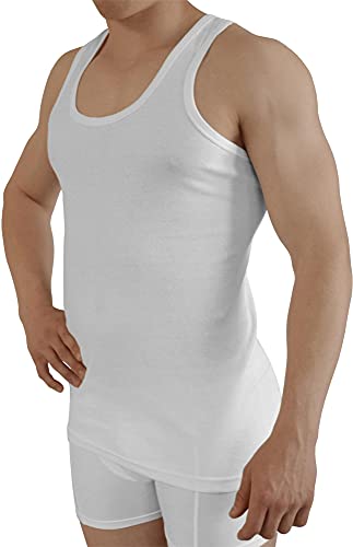 5 x Tank Top weiß - Herren Unterhemd Doppelripp (gerippt) - Achselshirt - Muskelshirt - original normani® Farbe Feinripp Weiß Größe 10=XXL von Circle Five