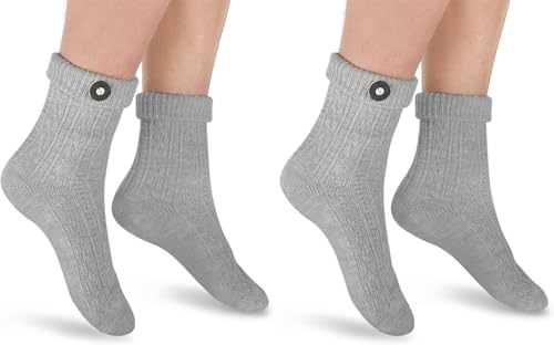Circle Five 2 Paar Trachten Socken mit Edelweiß-Pin oder Knopf, Socken für Damen und Herren inSilber- oder Naturmelange Gr. 35-50 Farbe Silbermelange mit Knopf Größe 43/46 von Circle Five