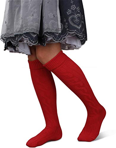 Circle Five Trachtensocken Kniebundstrümpfe fürs Oktoberfest Damen und Herren – Kurz & Lang, zu Dirndl & Lederhose Farbe Rot lang Größe 35/38 von Circle Five