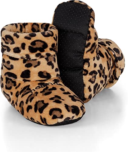 Circle Five Mikrowellen Hausschuhe mit Leinsamen Füllung Körnerpantoffeln mit hoher Schaft für Damen und Herren Farbe Leopard Größe 41-45 von Circle Five
