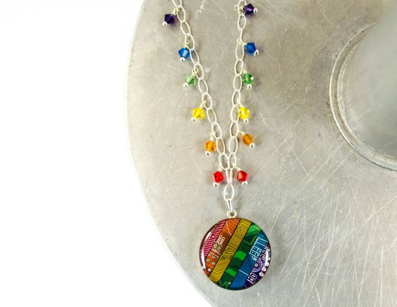 Recycling Platine Regenbogen Fransen Halskette von CircuitBreakerLabs