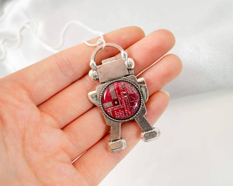 Red Platine Roboter Halskette, Schmuck, Wissenschaft Und Technologie Lehrer Geschenk, Computer Ingenieur, Geek Chic Schmuck von CircuitBreakerLabs