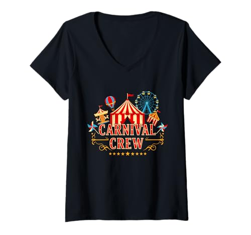 Damen Carnival Crew Lustiges Zirkuspersonal Kostüm T-Shirt mit V-Ausschnitt Damen Carnival Crew Lustiges Zirkuspersonal Kostüm T-Shirt mit V-Ausschnitt von Circus Carnival Humor Apparel