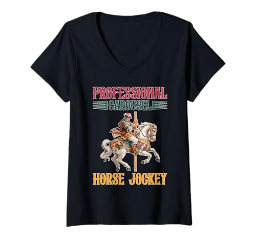 Damen Professional Carousel Horse Jockey Zirkusdarsteller T-Shirt mit V-Ausschnitt Damen Professional Carousel Horse Jockey Zirkusdarsteller T-Shirt mit V-Ausschnitt von Circus Carnival Karriere
